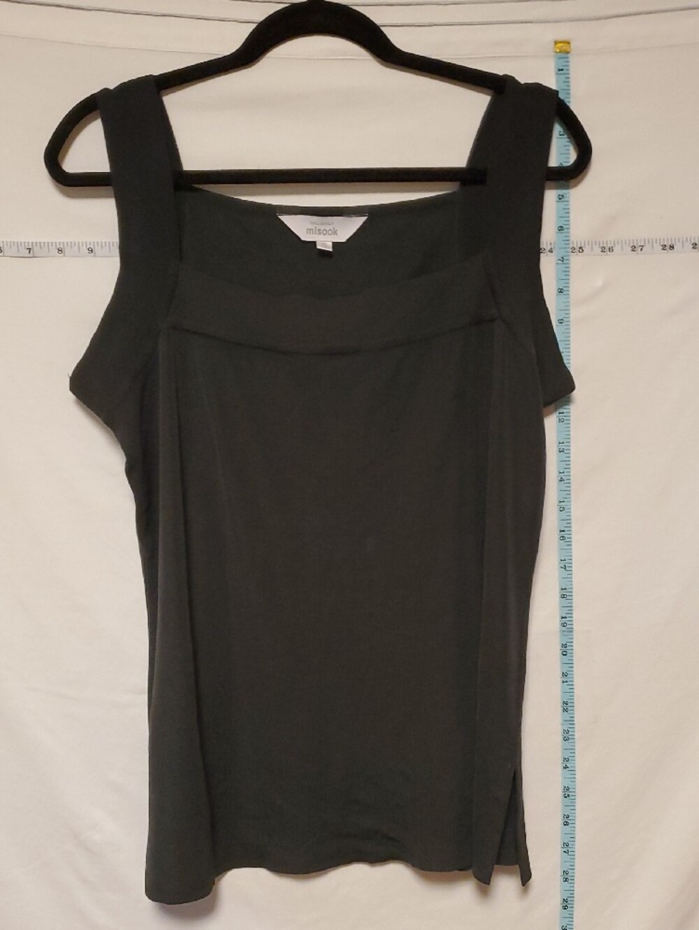 Misook Black Tank Top with Square Neckline XL Office Layering Basic Minimalist